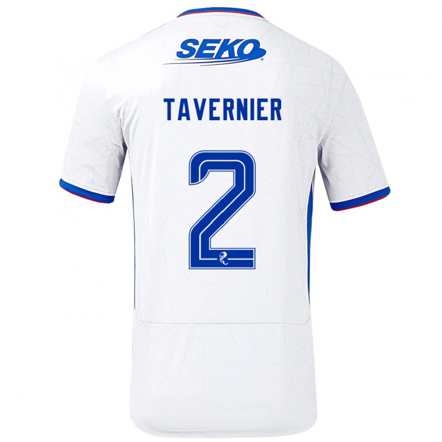 Kids Football James Tavernier #2 White Blue Away Jersey 2024/25 T-Shirt Uk