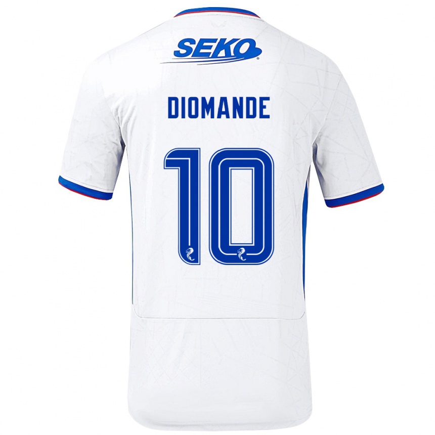 Kids Football Mohamed Diomandé #10 White Blue Away Jersey 2024/25 T-Shirt Uk