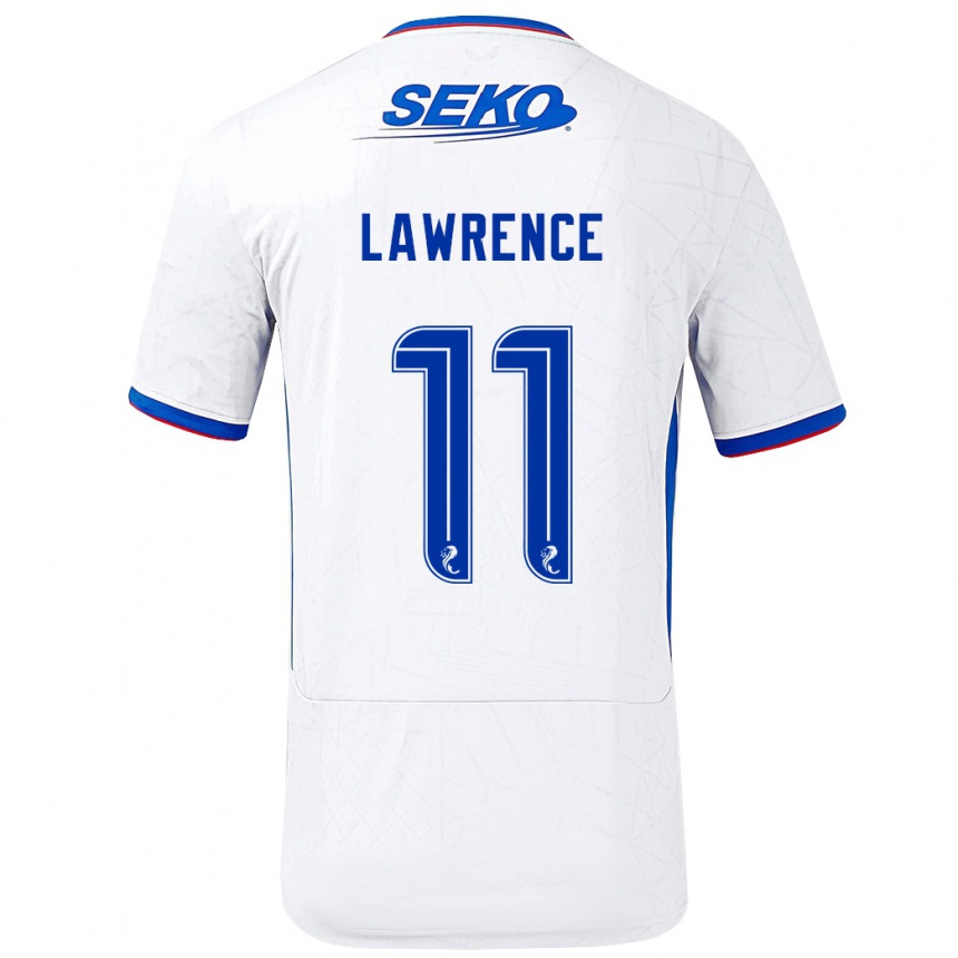 Kids Football Tom Lawrence #11 White Blue Away Jersey 2024/25 T-Shirt Uk