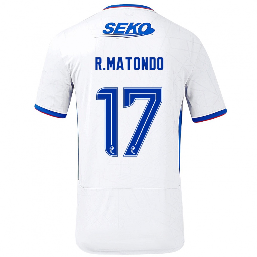 Kids Football Rabbi Matondo #17 White Blue Away Jersey 2024/25 T-Shirt Uk