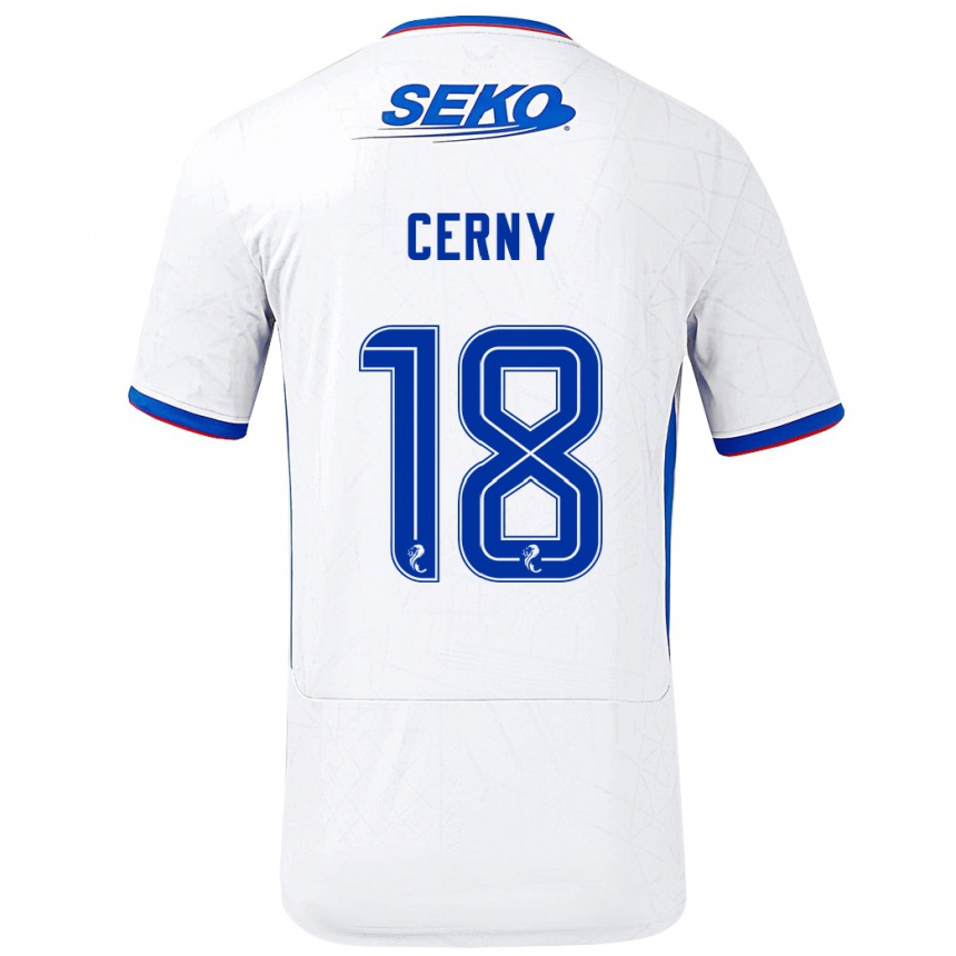 Kids Football Vaclav Cerny #18 White Blue Away Jersey 2024/25 T-Shirt Uk