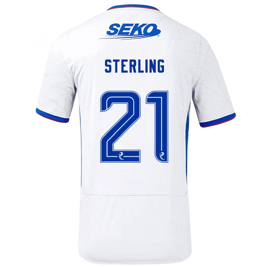 Kids Football Dujon Sterling #21 White Blue Away Jersey 2024/25 T-Shirt Uk