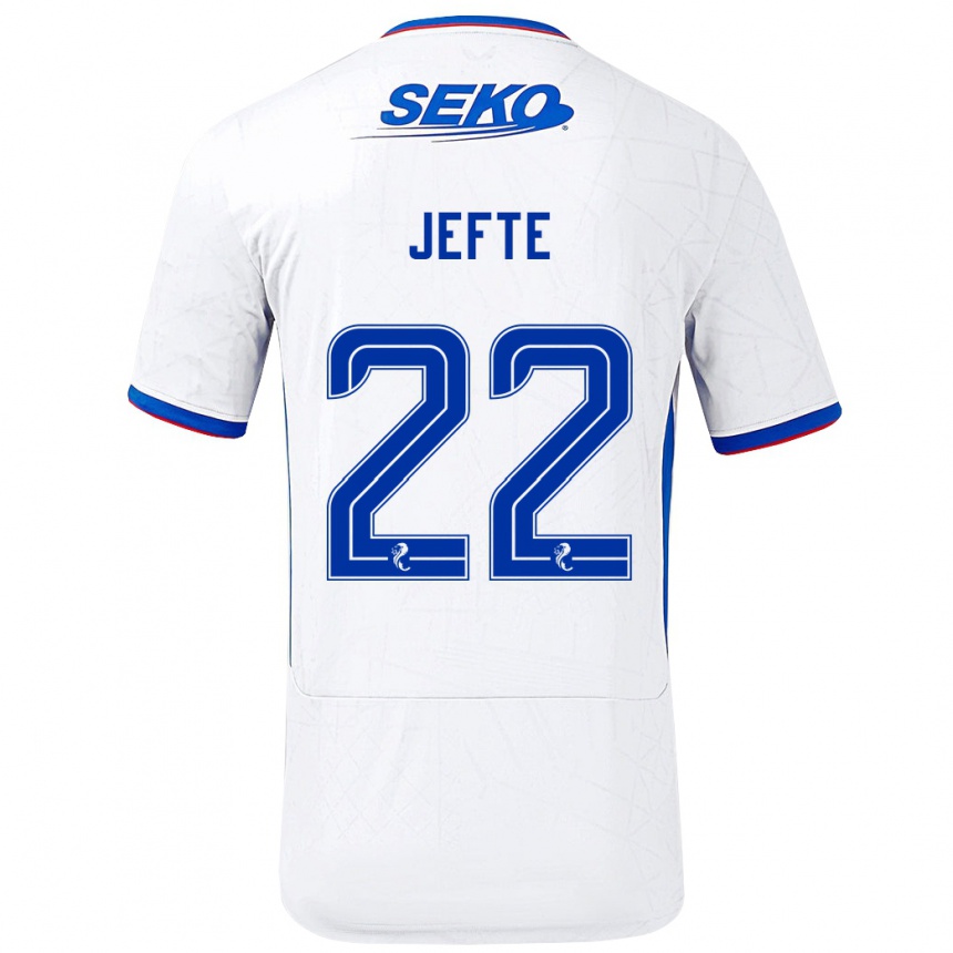 Kids Football Jefté #22 White Blue Away Jersey 2024/25 T-Shirt Uk