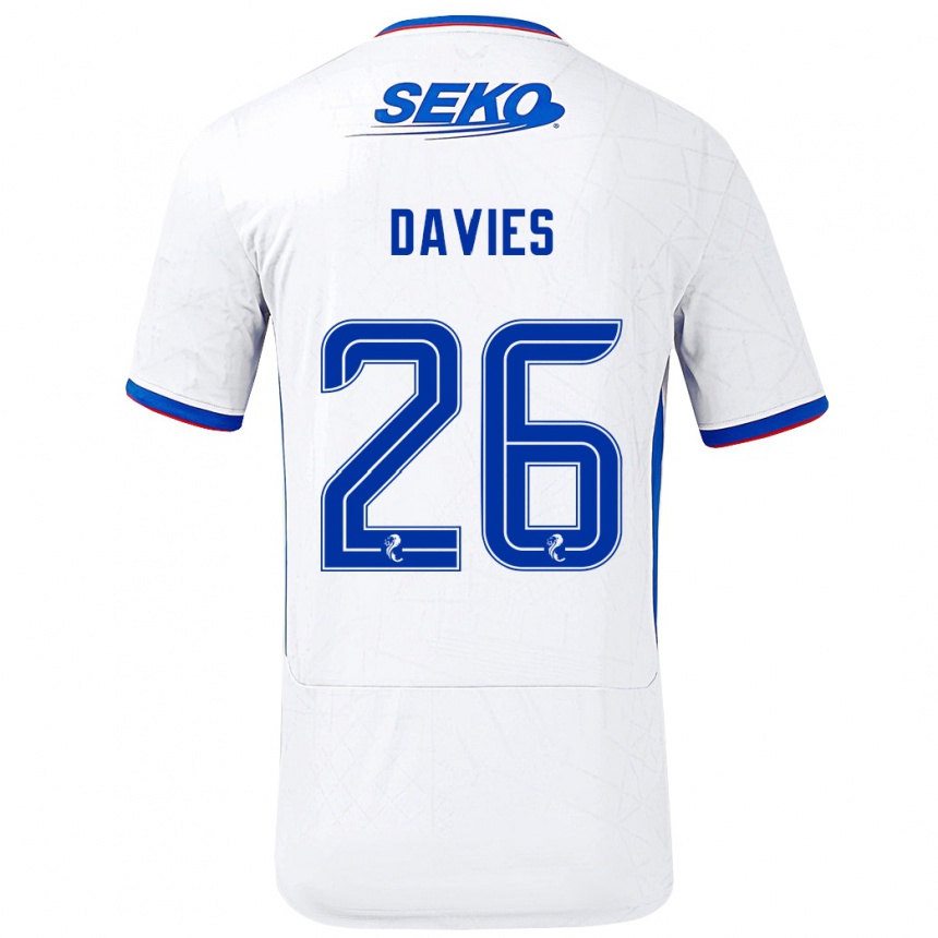 Kids Football Ben Davies #26 White Blue Away Jersey 2024/25 T-Shirt Uk