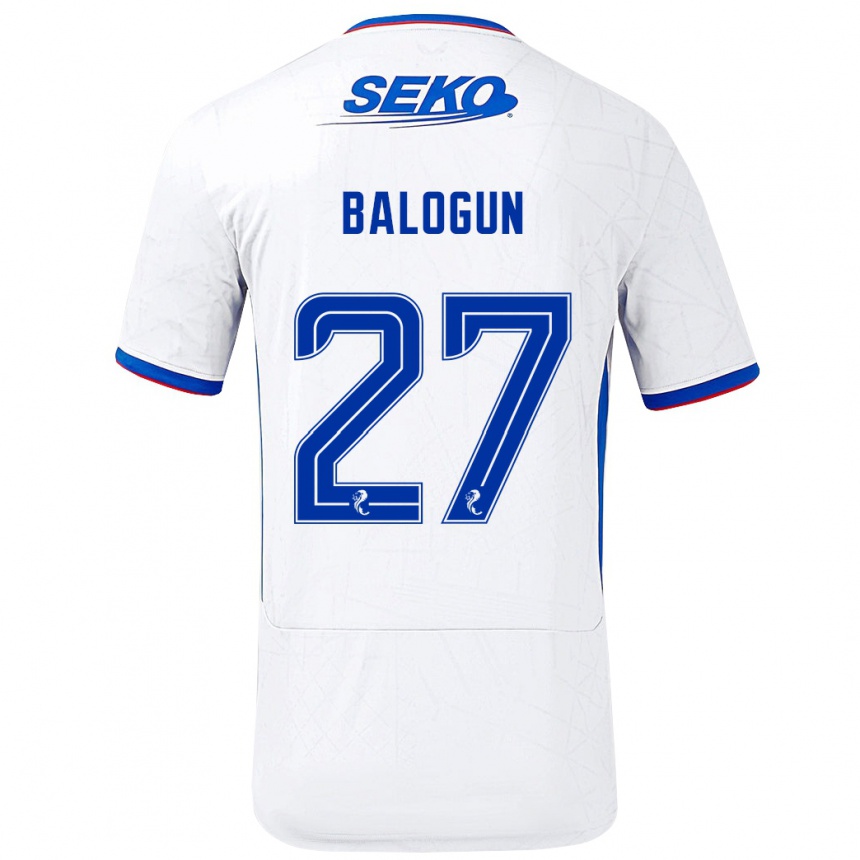 Kids Football Leon Balogun #27 White Blue Away Jersey 2024/25 T-Shirt Uk