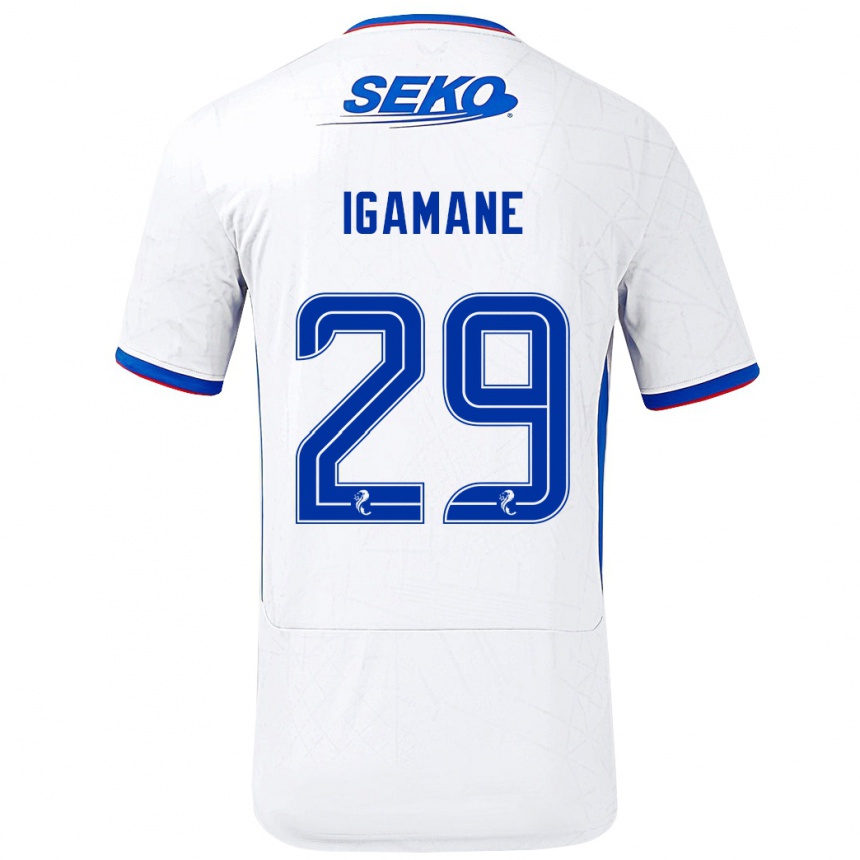 Kids Football Hamza Igamane #29 White Blue Away Jersey 2024/25 T-Shirt Uk