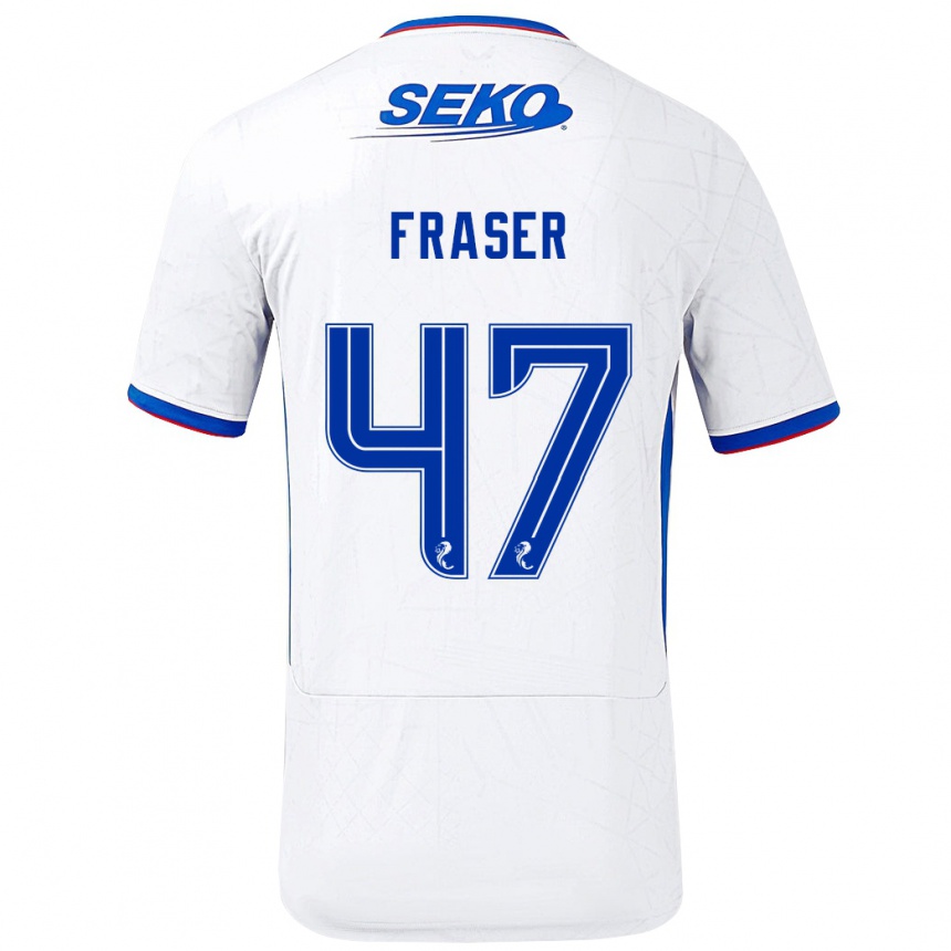 Kids Football Robbie Fraser #47 White Blue Away Jersey 2024/25 T-Shirt Uk