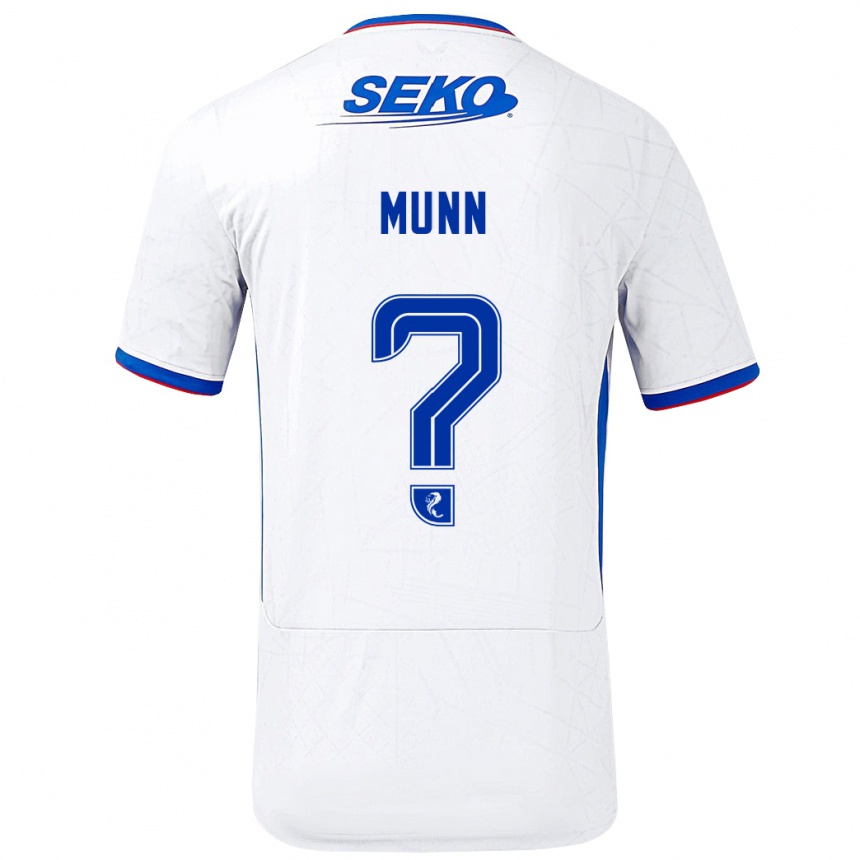 Kids Football Mason Munn #0 White Blue Away Jersey 2024/25 T-Shirt Uk