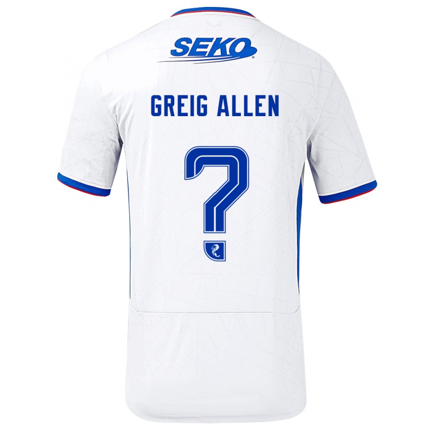 Kids Football Greig Allen #0 White Blue Away Jersey 2024/25 T-Shirt Uk