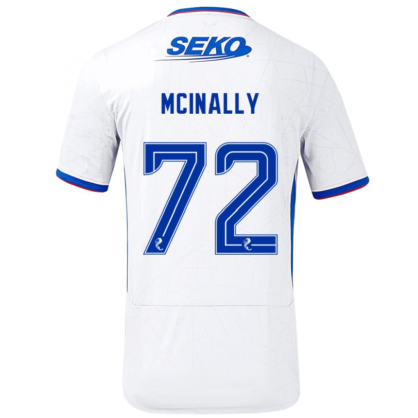 Kids Football Darren Mcinally #72 White Blue Away Jersey 2024/25 T-Shirt Uk