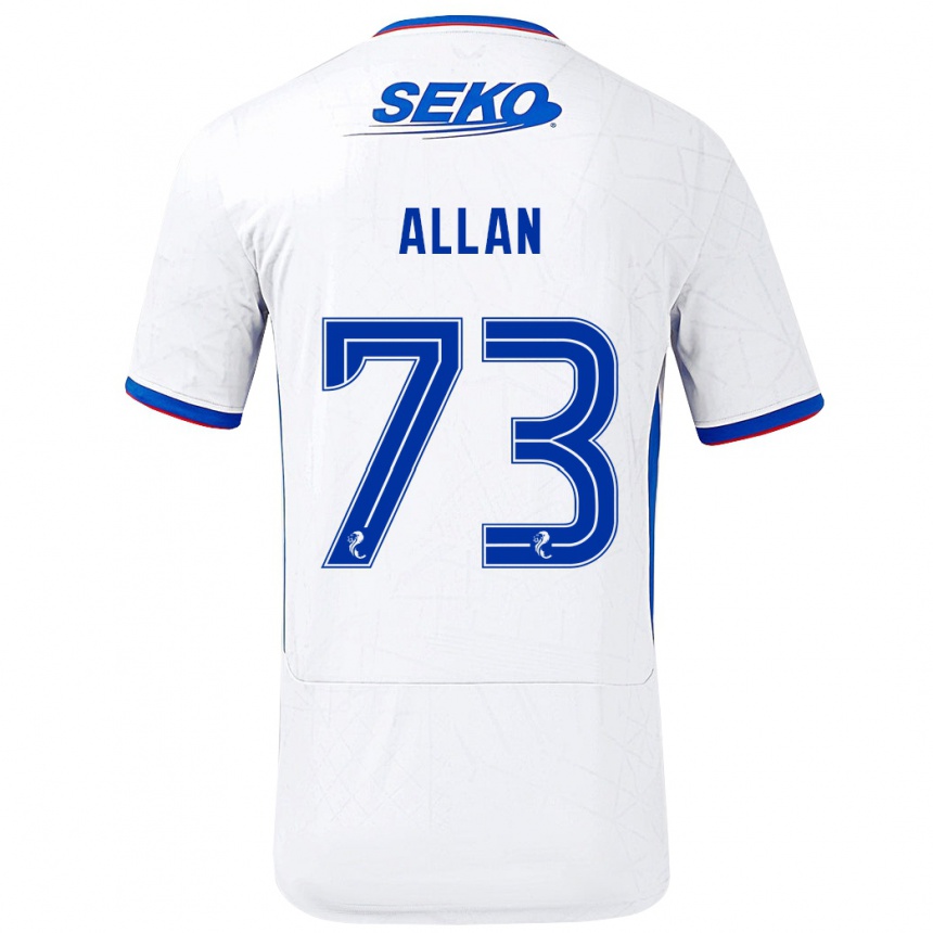 Kids Football Connor Allan #73 White Blue Away Jersey 2024/25 T-Shirt Uk