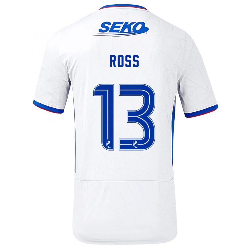 Kids Football Jane Ross #13 White Blue Away Jersey 2024/25 T-Shirt Uk