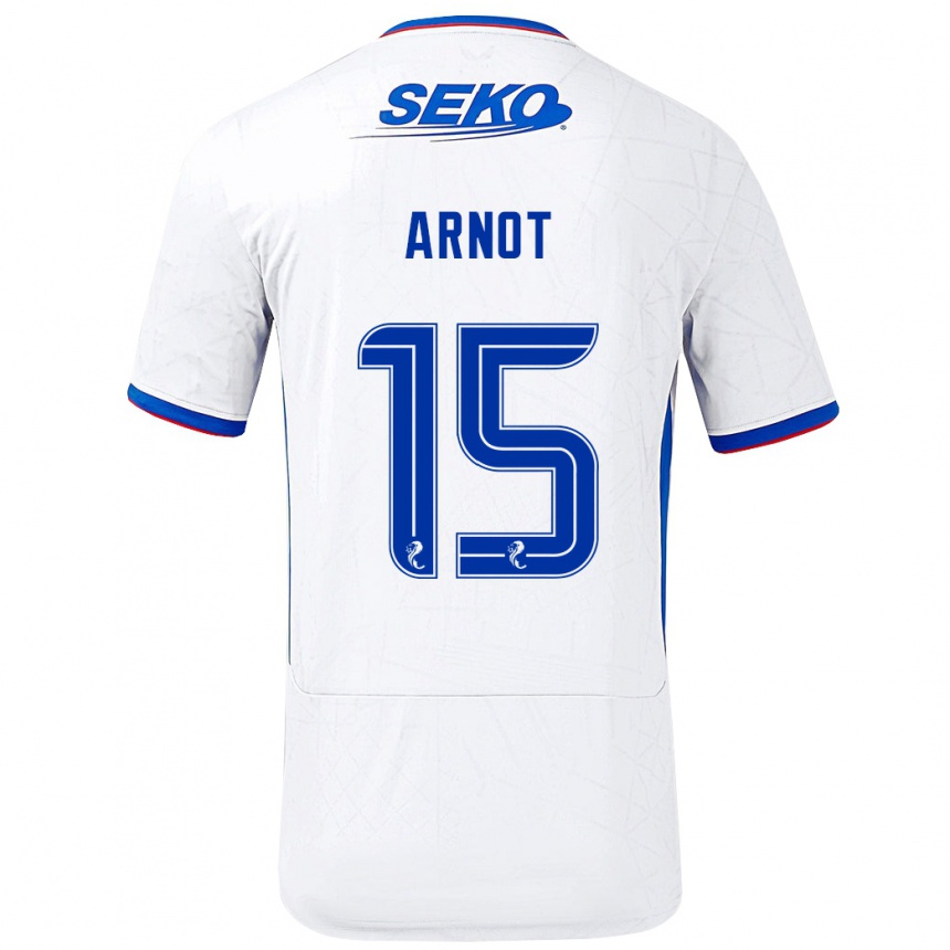 Kids Football Elizabeth Arnot #15 White Blue Away Jersey 2024/25 T-Shirt Uk