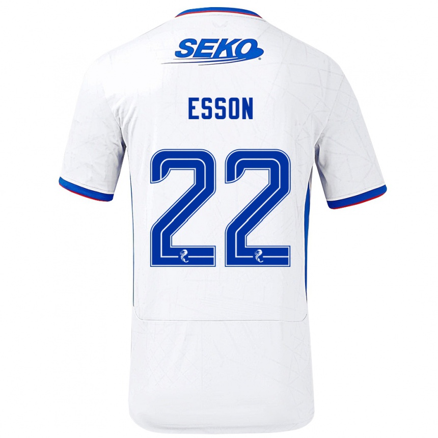 Kids Football Victoria Esson #22 White Blue Away Jersey 2024/25 T-Shirt Uk