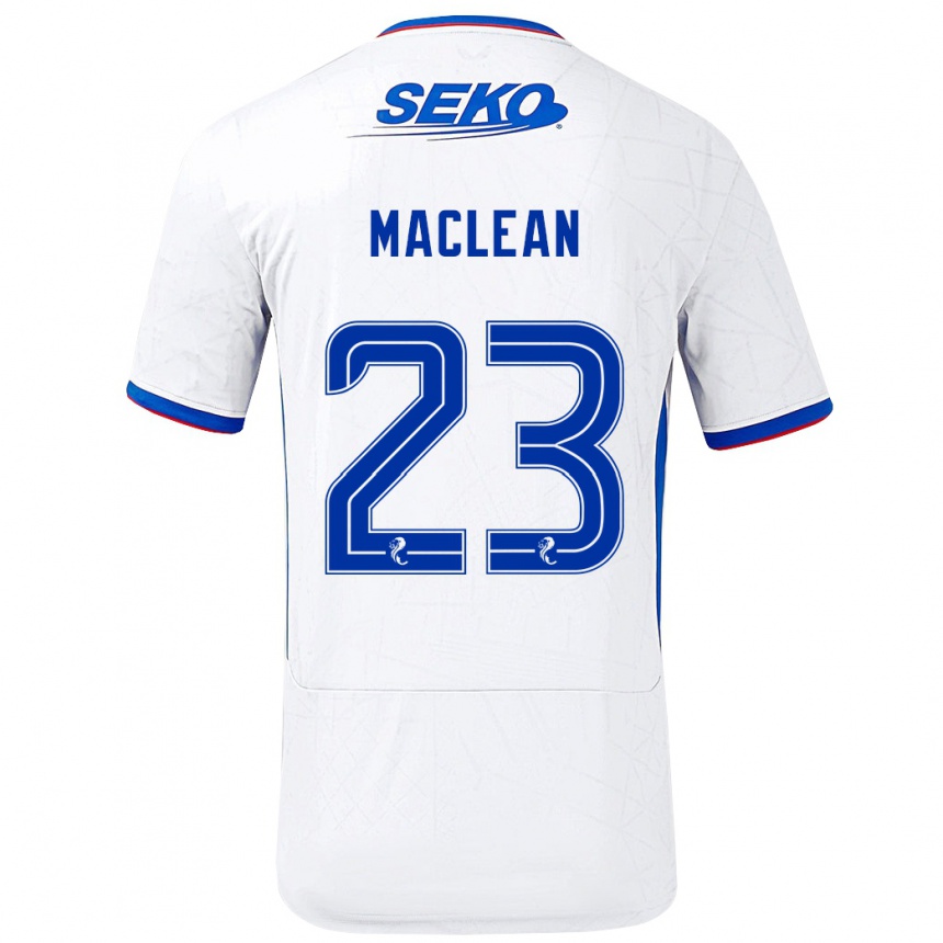 Kids Football Kirsty Maclean #23 White Blue Away Jersey 2024/25 T-Shirt Uk