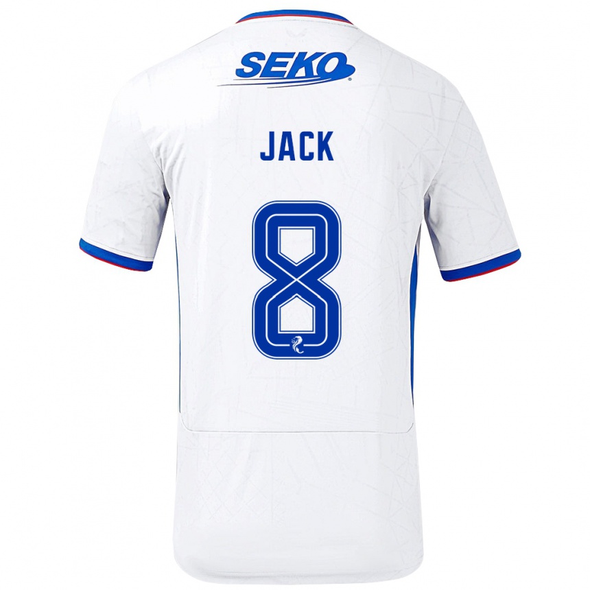 Kids Football Ryan Jack #8 White Blue Away Jersey 2024/25 T-Shirt Uk