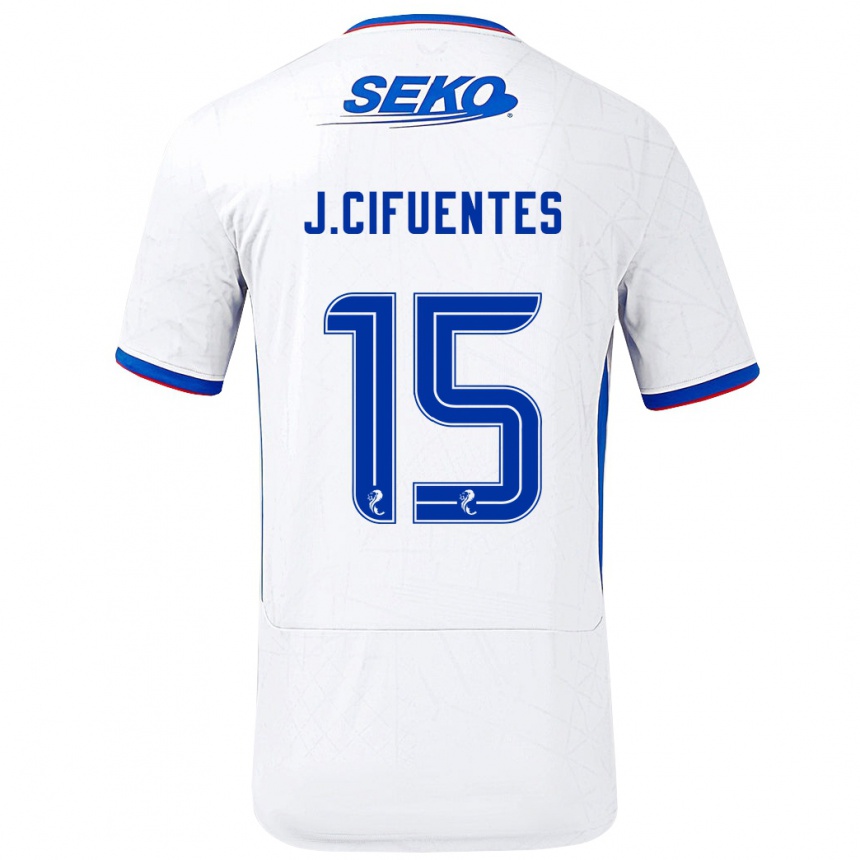 Kids Football José Cifuentes #15 White Blue Away Jersey 2024/25 T-Shirt Uk