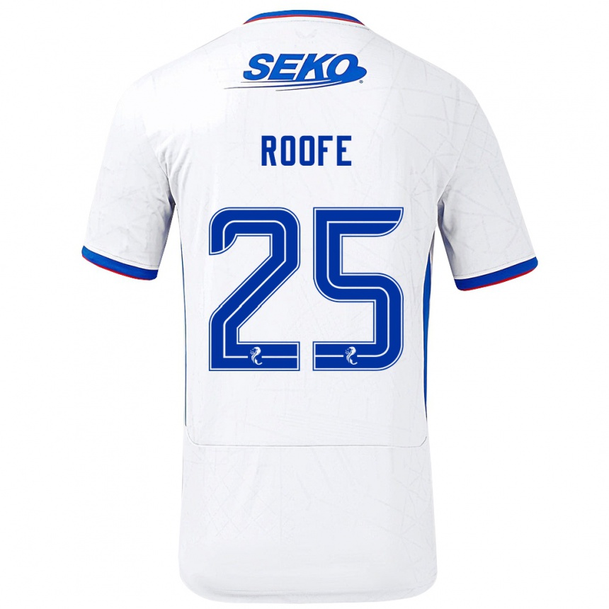 Kids Football Kemar Roofe #25 White Blue Away Jersey 2024/25 T-Shirt Uk