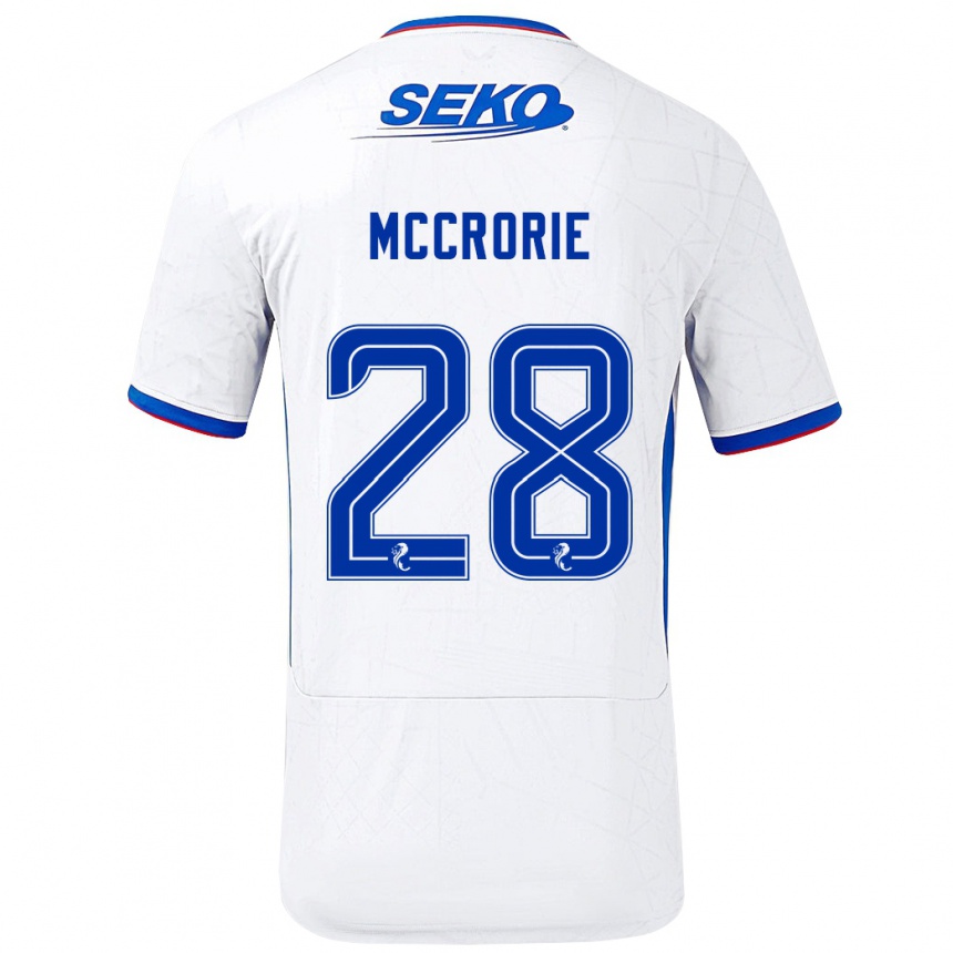 Kids Football Robby Mccrorie #28 White Blue Away Jersey 2024/25 T-Shirt Uk