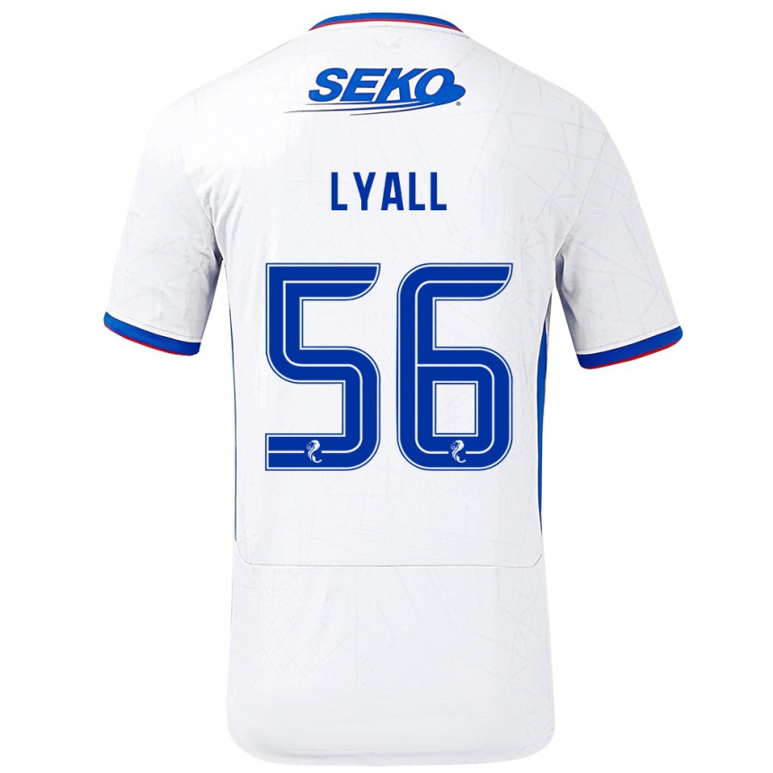 Kids Football Arron Lyall #56 White Blue Away Jersey 2024/25 T-Shirt Uk