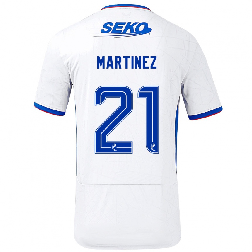 Kids Football Lisa Martinez #21 White Blue Away Jersey 2024/25 T-Shirt Uk