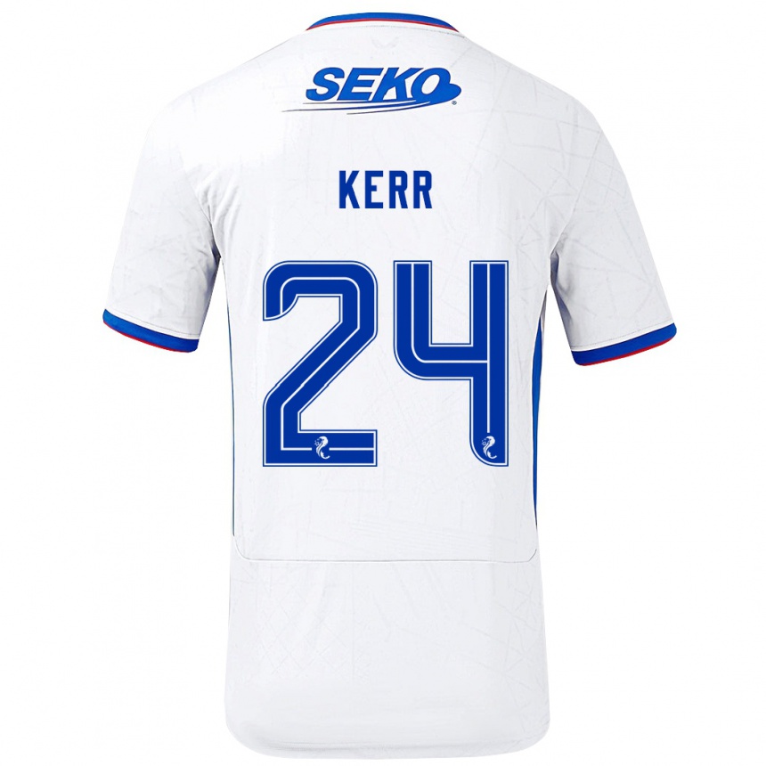 Kids Football Samantha Mary Kerr #24 White Blue Away Jersey 2024/25 T-Shirt Uk