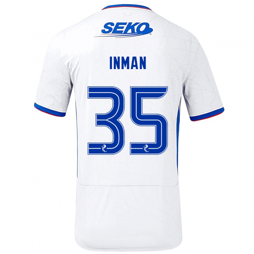 Kids Football Lucy Inman #35 White Blue Away Jersey 2024/25 T-Shirt Uk