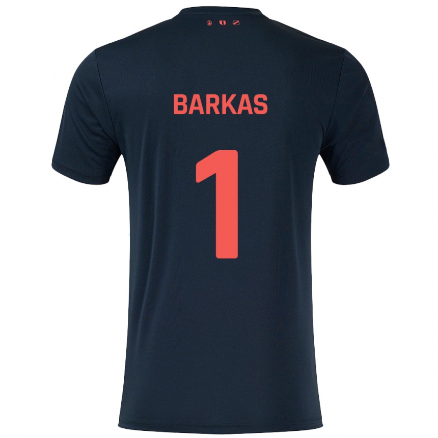 Kids Football Vasilios Barkas #1 Black Red Away Jersey 2024/25 T-Shirt Uk