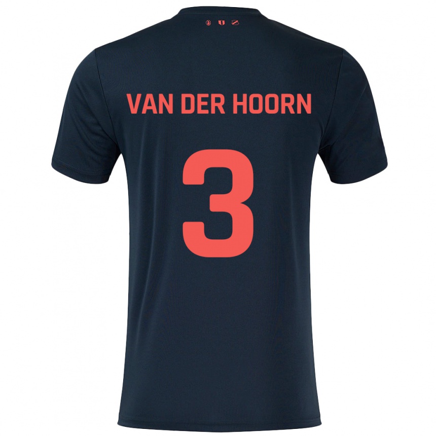 Kids Football Mike Van Der Hoorn #3 Black Red Away Jersey 2024/25 T-Shirt Uk