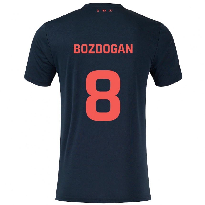 Kids Football Can Bozdogan #8 Black Red Away Jersey 2024/25 T-Shirt Uk