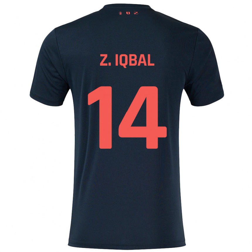 Kids Football Zidane Iqbal #14 Black Red Away Jersey 2024/25 T-Shirt Uk