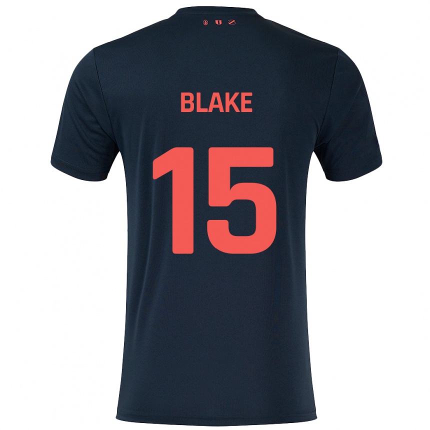 Kids Football Adrian Blake #15 Black Red Away Jersey 2024/25 T-Shirt Uk