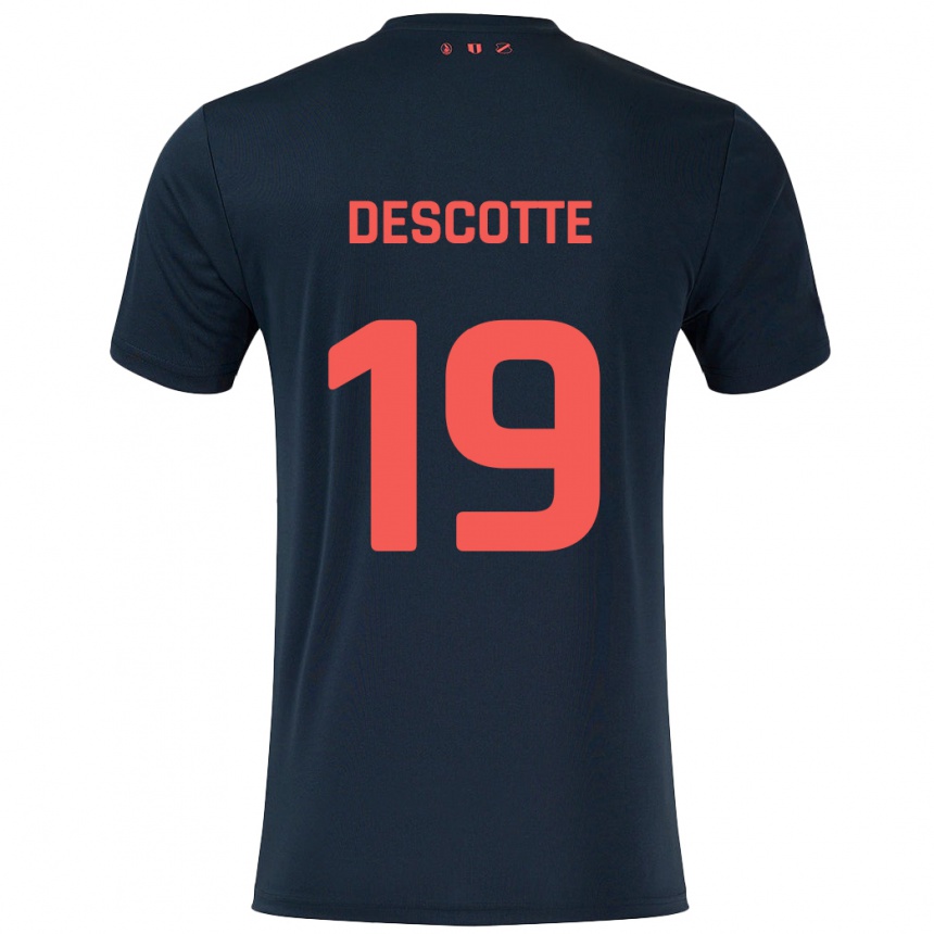 Kids Football Anthony Descotte #19 Black Red Away Jersey 2024/25 T-Shirt Uk