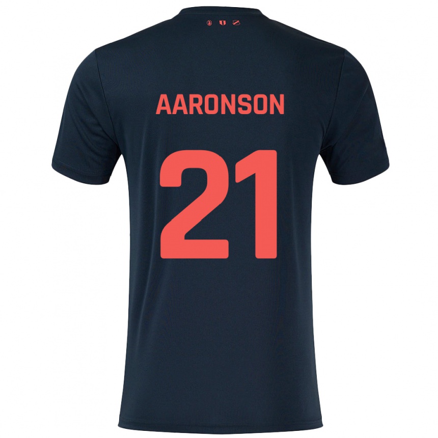 Kids Football Paxten Aaronson #21 Black Red Away Jersey 2024/25 T-Shirt Uk