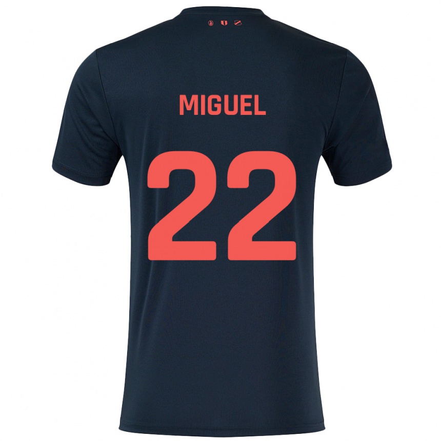 Kids Football Miguel Rodríguez #22 Black Red Away Jersey 2024/25 T-Shirt Uk