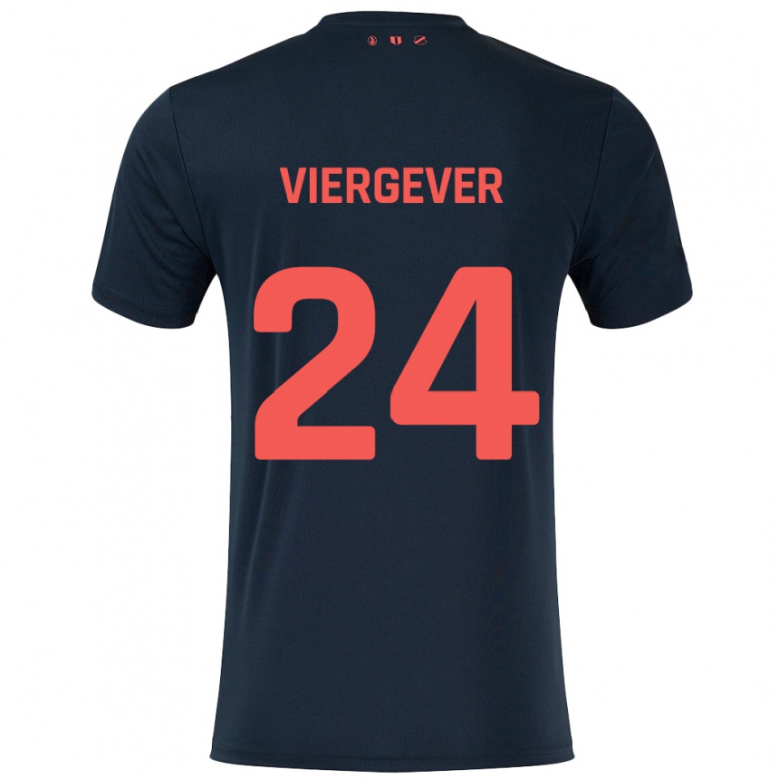 Kids Football Nick Viergever #24 Black Red Away Jersey 2024/25 T-Shirt Uk