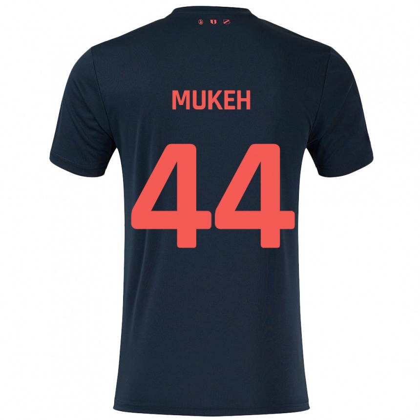 Kids Football Joshua Mukeh #44 Black Red Away Jersey 2024/25 T-Shirt Uk