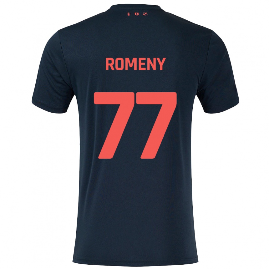 Kids Football Ole Romeny #77 Black Red Away Jersey 2024/25 T-Shirt Uk