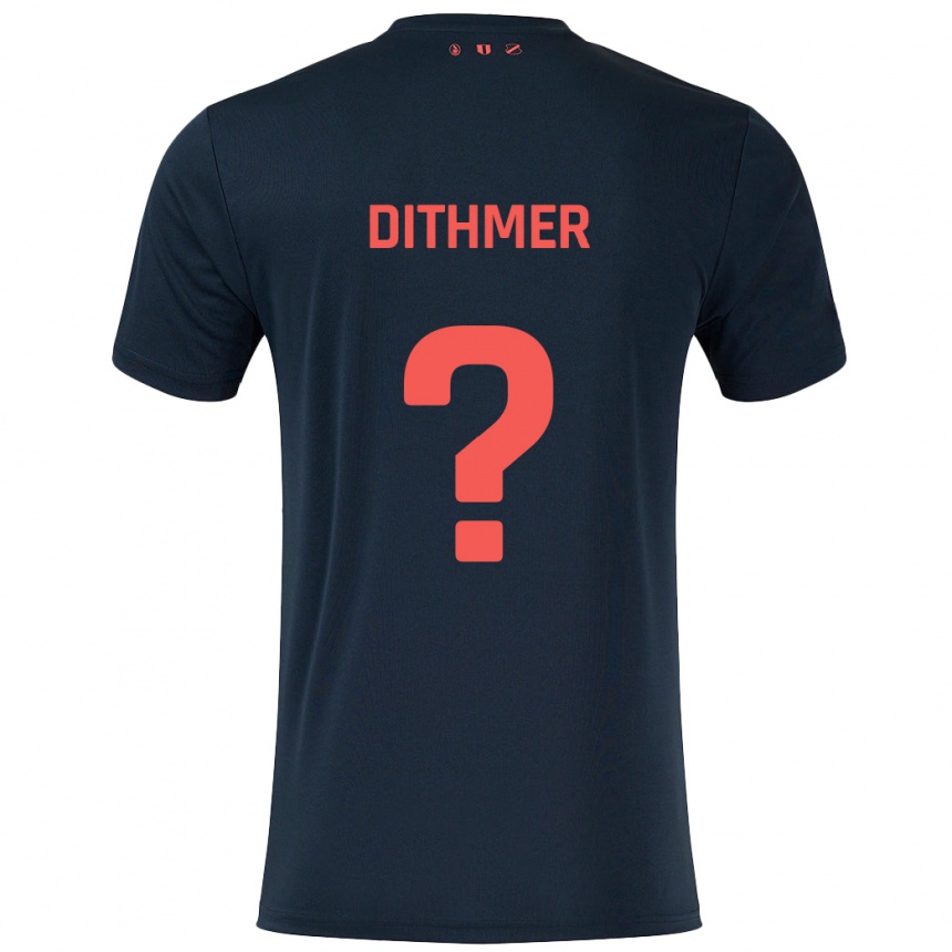 Kids Football Andreas Dithmer #0 Black Red Away Jersey 2024/25 T-Shirt Uk