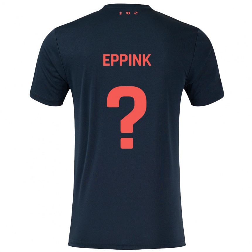 Kids Football Mees Eppink #0 Black Red Away Jersey 2024/25 T-Shirt Uk