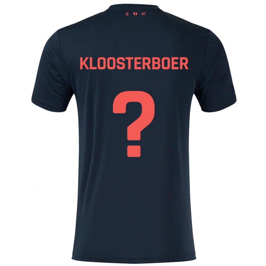 Kids Football Per Kloosterboer #0 Black Red Away Jersey 2024/25 T-Shirt Uk