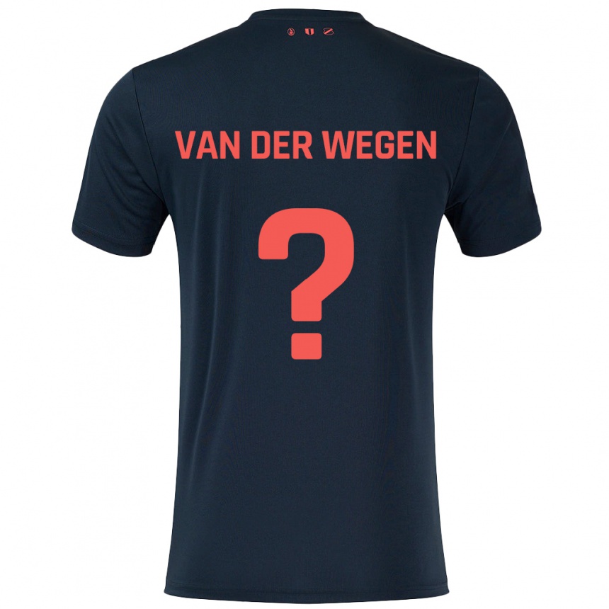 Kids Football Sil Van Der Wegen #0 Black Red Away Jersey 2024/25 T-Shirt Uk