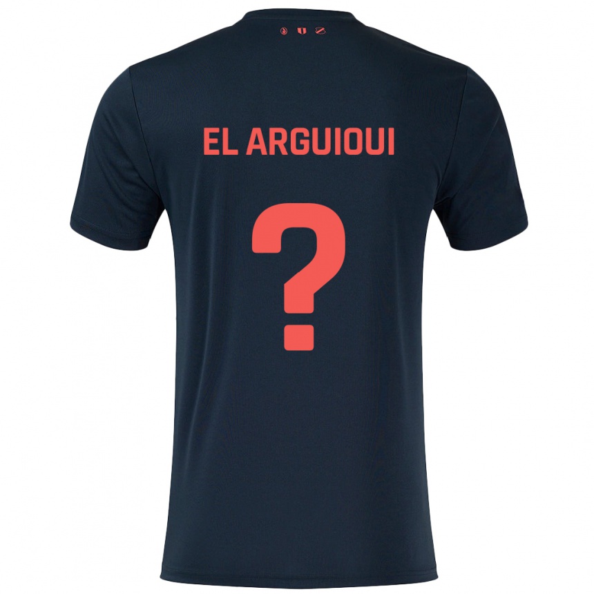 Kids Football Rafik El Arguioui #0 Black Red Away Jersey 2024/25 T-Shirt Uk