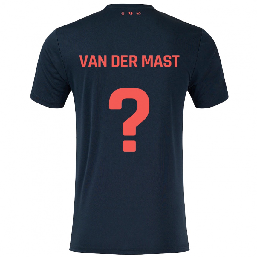 Kids Football Hylke Van Der Mast #0 Black Red Away Jersey 2024/25 T-Shirt Uk