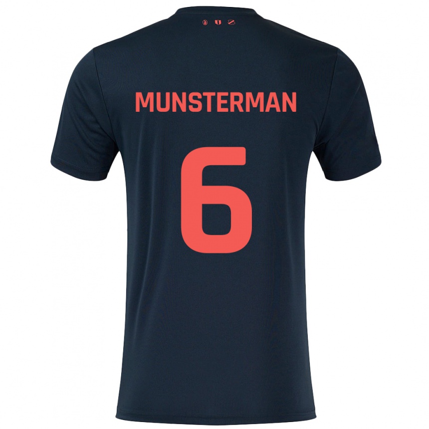 Kids Football Marthe Munsterman #6 Black Red Away Jersey 2024/25 T-Shirt Uk