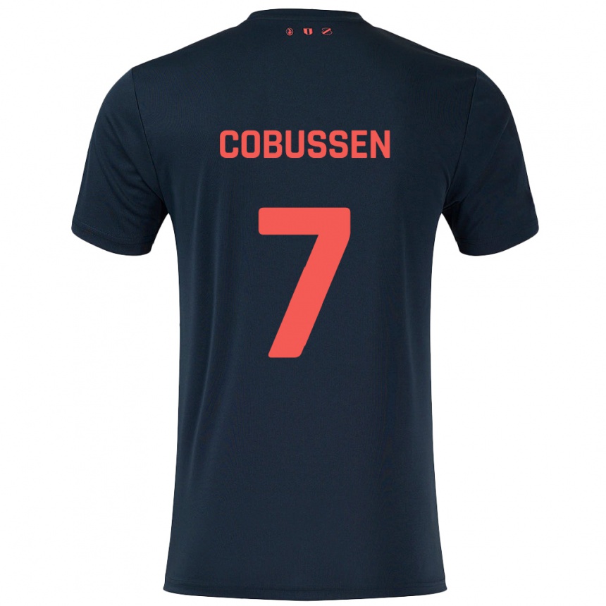 Kids Football Sophie Cobussen #7 Black Red Away Jersey 2024/25 T-Shirt Uk