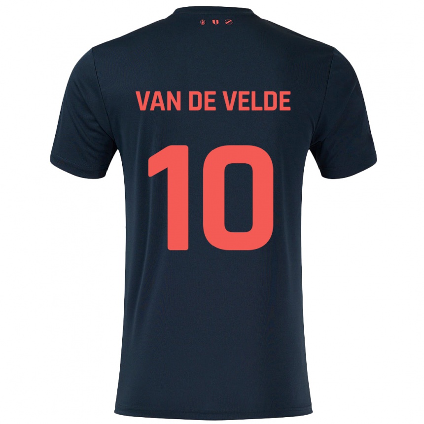 Kids Football Senne Van De Velde #10 Black Red Away Jersey 2024/25 T-Shirt Uk