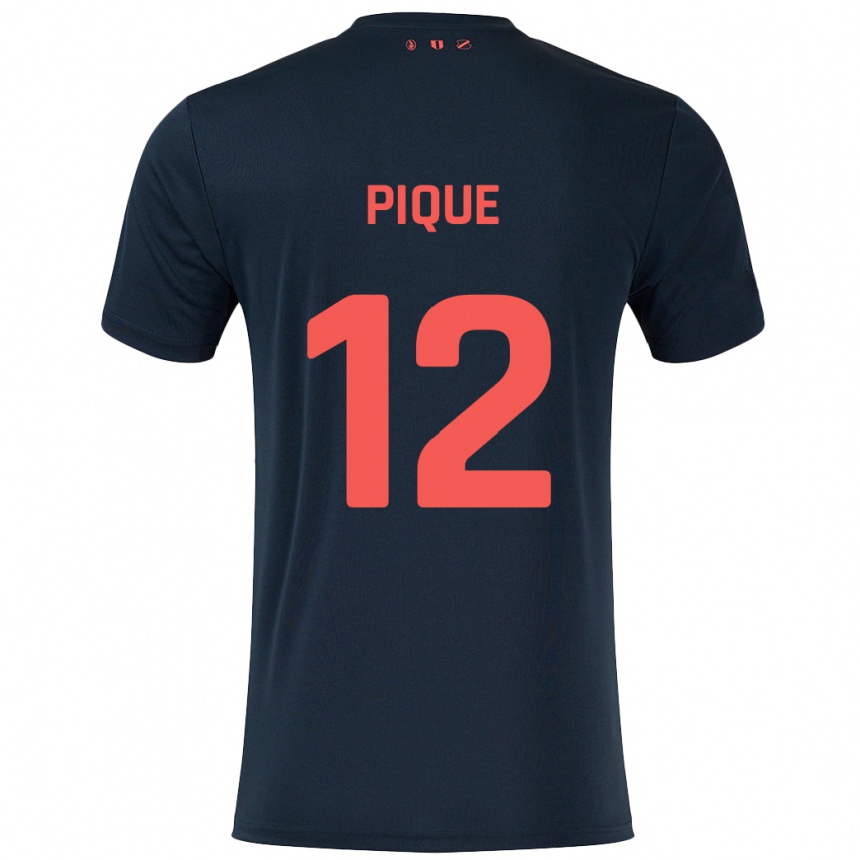 Kids Football Naomi Piqué #12 Black Red Away Jersey 2024/25 T-Shirt Uk