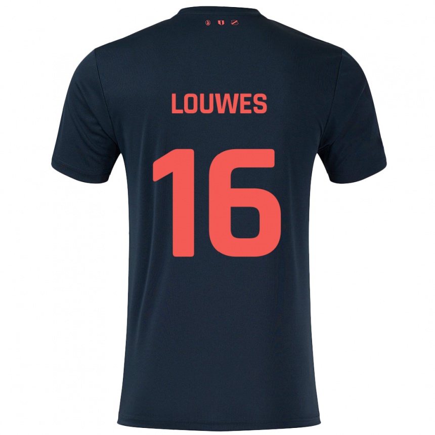 Kids Football Puck Louwes #16 Black Red Away Jersey 2024/25 T-Shirt Uk