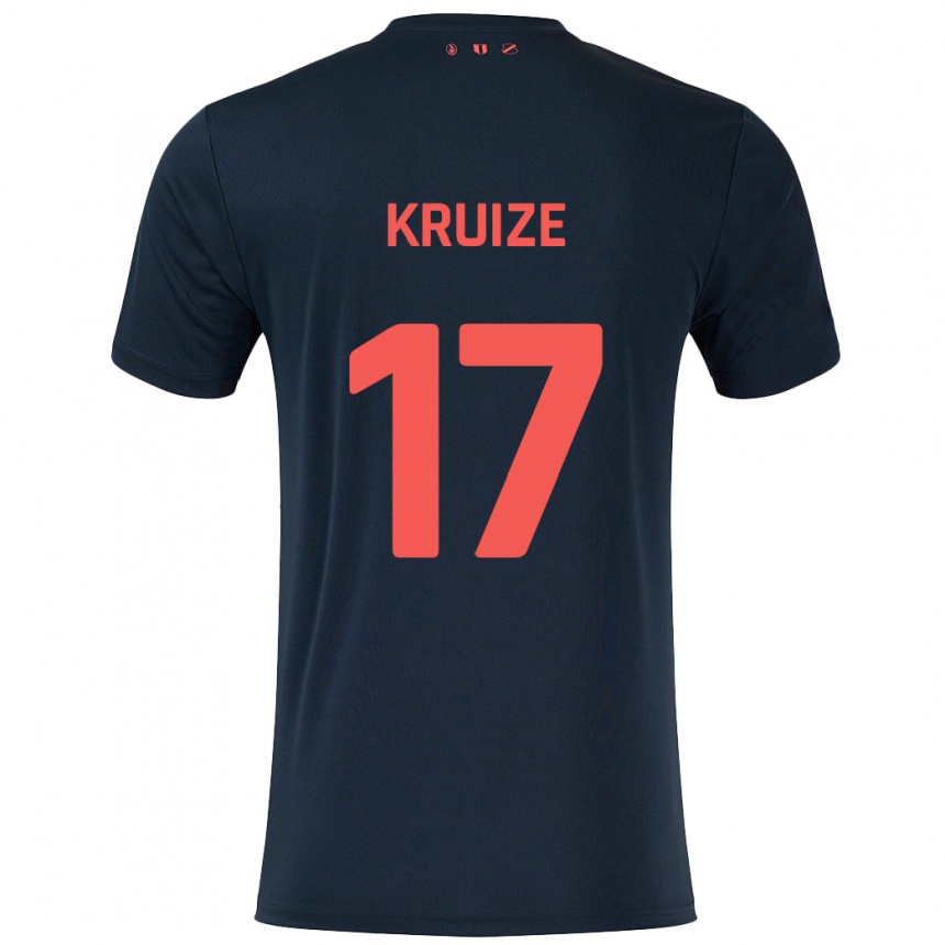 Kids Football Elisha Kruize #17 Black Red Away Jersey 2024/25 T-Shirt Uk